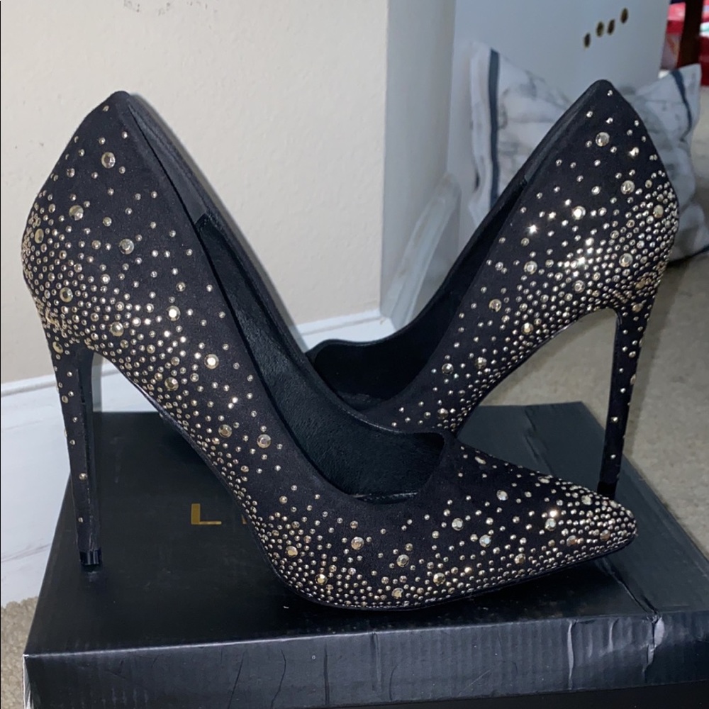 Liliana Gold Studded High Heel Stiletto Pump